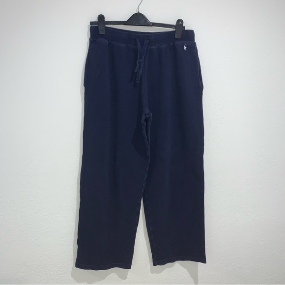 Polo Ralph Lauren navy blue waffle knit sleep pants loungewear size large pocket - Picture 5 of 11